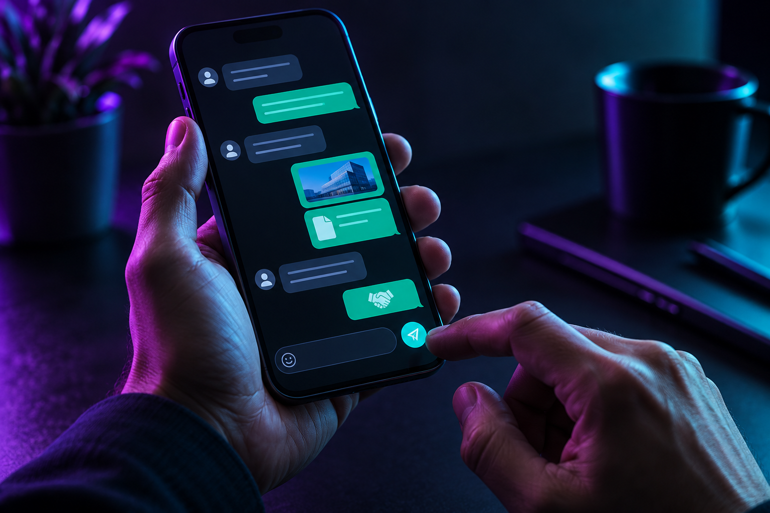 Interacción con la API de WhatsApp Business en un smartphone